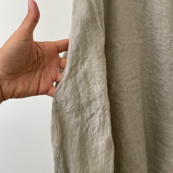 Ellamoda Linen Dress Made in Italy Size Small Grey Sage Lagenlook Boho - Picture 3 of 8